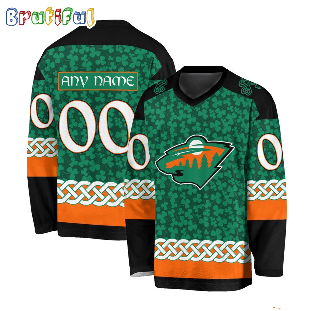 NHL Minnesota Wild Jersey Special St.Patrick's Day Design Hockey Jersey