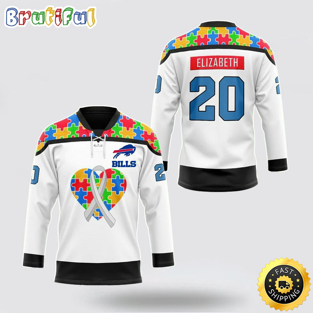 Personalized NFL Buffalo Bills Hockey Jersey Autism Awareness Nfl Hockey Jersey For Fans