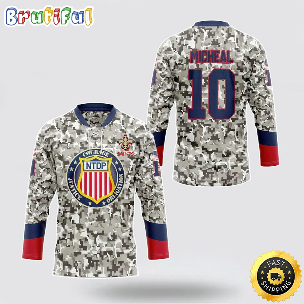Personalized NFL New Orleans Saints Hockey Jersey Veterans Nfl Hockey Jersey For Fans